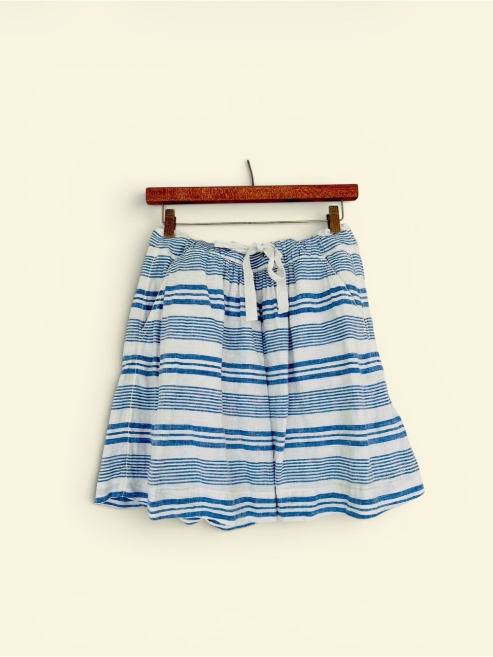 J. CREW Boardwalk Linen Mini- Skirt. Horizontal Blue & White stripe. Nautical!